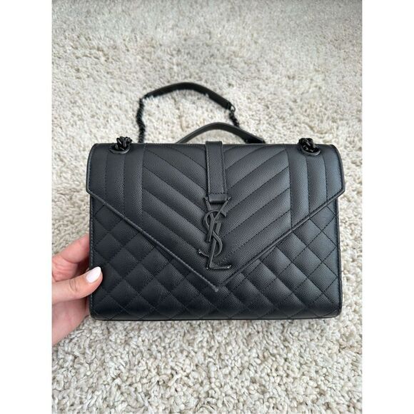 Yves Saint Laurent Handbags - YSL Envelope Tranquilt Medium Bag in Grained Leather